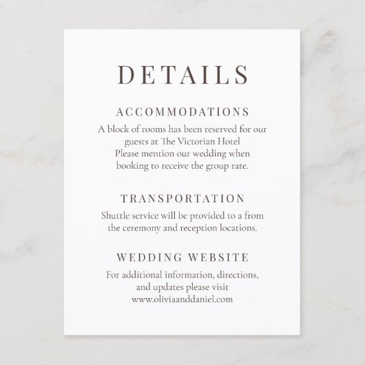 Invitation Terracotta Minimalist Elegant Wedding Details (Devant)