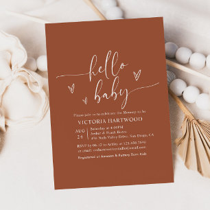 Invitation Terracotta minimaliste Baby shower neutre pour les