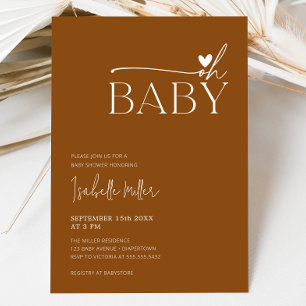 Invitation Terracotta minimaliste Baby shower neutre pour les