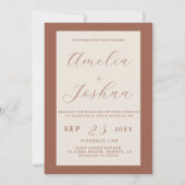 Invitation Terracotta minimaliste Brûlé Orange Boho (Dos)