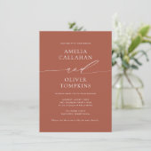 Invitation Terracotta Minimaliste Mariage Double Face (Debout devant)