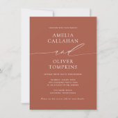 Invitation Terracotta Minimaliste Mariage Double Face (Devant)