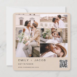Invitation Terracotta Minimaliste Photo Code QR Mariage