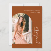 Invitation Terracotta Minimaliste Photo Graduation Party (Dos)