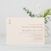 Invitation Terracotta minimaliste typographie Monogramme Mari (Debout devant)