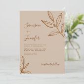 Invitation Terracotta moderne avec Mariage Boho Feuille (Debout devant)
