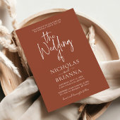 Invitation Terracotta moderne Burnt Orange Boho Mariage Photo