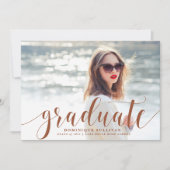 Invitation Terracotta Moderne Calligraphie Photo Graduation (Devant)
