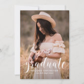 Invitation Terracotta Moderne Calligraphie Photo Graduation (Devant)