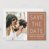 Invitation Terracotta Moderne Enregistrer La Date Photo Code  (Devant)