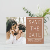 Invitation Terracotta Moderne Enregistrer La Date Photo Code  (Debout devant)