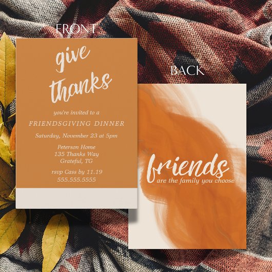 Invitation Terracotta Moderne Friendsgiving Aquarelle