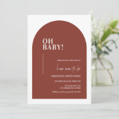 Invitation Terracotta moderne minimaliste Arc Oh Baby shower (Debout devant)