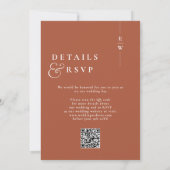 Invitation Terracotta Moderne Monogramme Mariage QR Code (Dos)