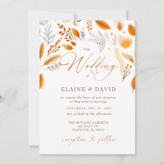 Invitation Terracotta moderne Script Mariage de automne éléga (Devant)