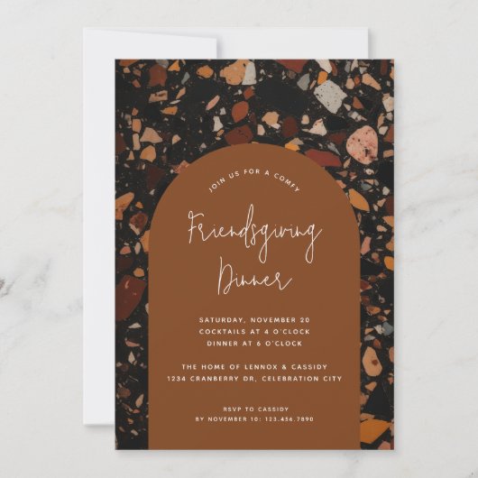 Invitation Terracotta moderne Terrazzo Friendsgiving (Devant)