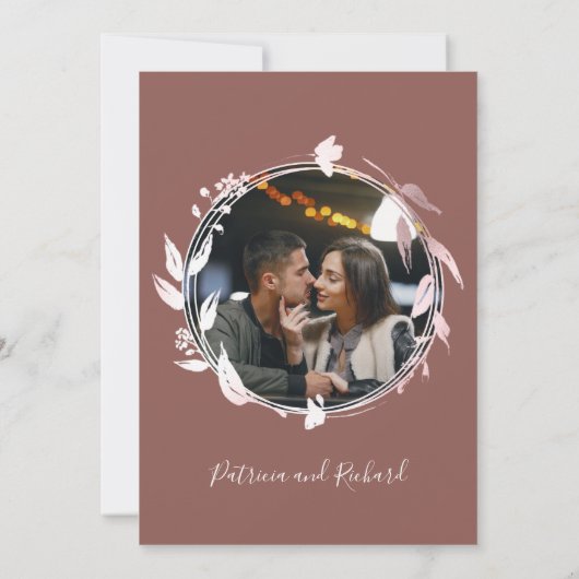 Invitation Terracotta Monogramme Calligraphie Mariage photo (Dos)