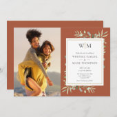 Invitation Terracotta Monogramme Mariage photo (Devant / Derrière)