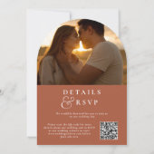 Invitation Terracotta Monogramme QR Code Photo Mariage Arch (Dos)