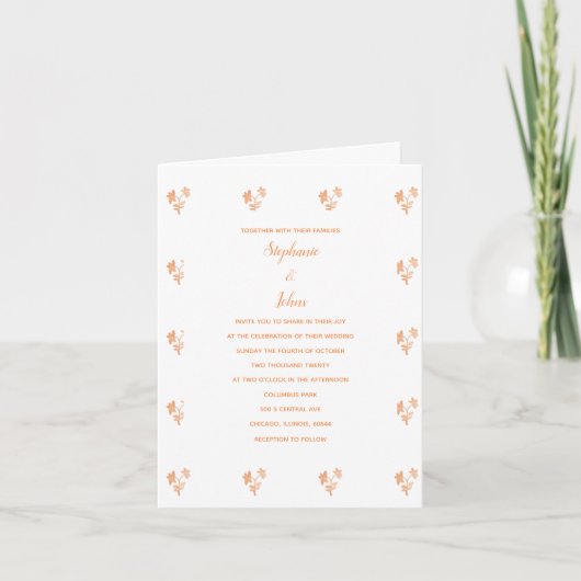 Invitation Terracotta motif floral simple Mariage Boho (Devant)