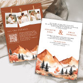 Invitation Terracotta Mountain Forest Photo QR Code Mariage