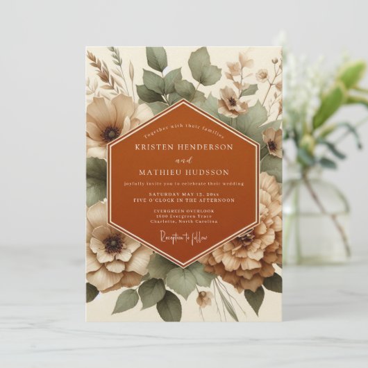 Invitation Terracotta Muted Boho Wedding (Debout devant)