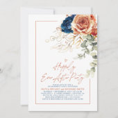 Invitation Terracotta & Navy Blue Floral Engagement Party (Devant)
