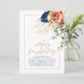 Invitation Terracotta & Navy Blue Floral Engagement Party (Debout devant)