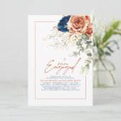 Invitation Terracotta & Navy Blue Floral Engagement Party (Debout devant)