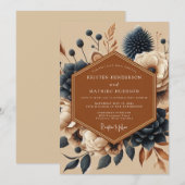 Invitation Terracotta Navy Boho Wedding (Devant / Derrière)
