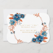 Invitation Terracotta Navy Floral Serez-Vous Ma Femme D'Accue (Devant)