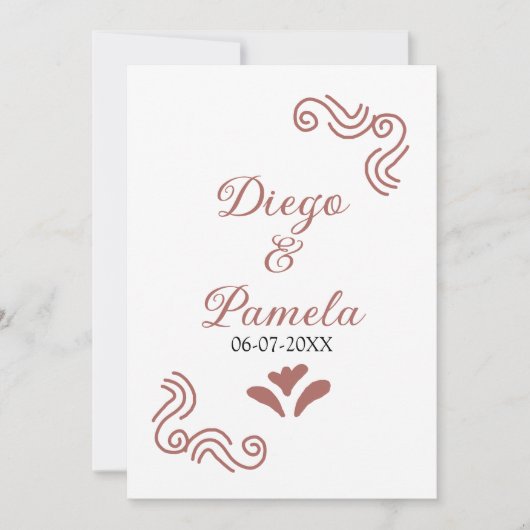 Invitation Terracotta noir rustique espagnol mariage couple f (Devant)