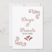 Invitation Terracotta noir rustique espagnol mariage couple f (Dos)