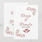 Invitation Terracotta noir rustique espagnol mariage couple f (Devant / Derrière)