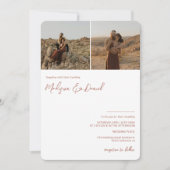 Invitation Terracotta nom de script 3 photos code qr mariage (Devant)