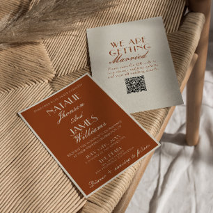 Invitation Terracotta Orange Brûlé Vieille Fortune Code QR Ma