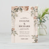 Invitation Terracotta orange brûlée et arche feuillage vert (Debout devant)