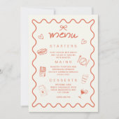 Invitation Terracotta Orange Coquette Bow Spanish Menu (Devant)