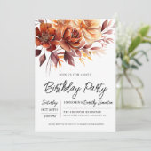 Invitation Terracotta Orange Fall Flowers 60e anniversaire (Debout devant)
