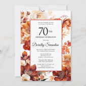 Invitation Terracotta Orange Fall Flowers 70e anniversaire (Devant)