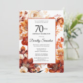 Invitation Terracotta Orange Fall Flowers 70e anniversaire (Debout devant)