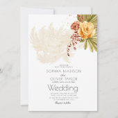 Invitation Terracotta Orange Floral Rustique Boho Mariage (Devant)