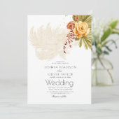 Invitation Terracotta Orange Floral Rustique Boho Mariage (Debout devant)