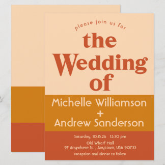 Invitation Terracotta Orange Moderne Rétro 6.5x8.75