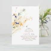 Invitation Terracotta Orange Navy Blue Floral Mariage de auto (Debout devant)