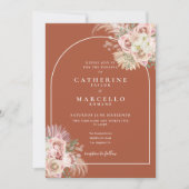 Invitation Terracotta Pampas Arc de laiton Mariage photo flor (Devant)
