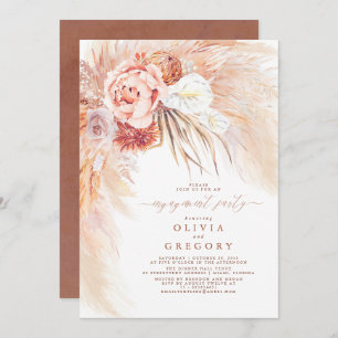 Invitation Terracotta Pampas Fête d'Engagement Floral Grass