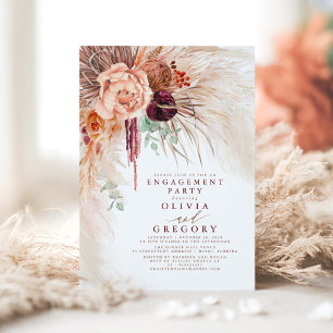 Invitation Terracotta Pampas Fête d'Engagement Floral Grass