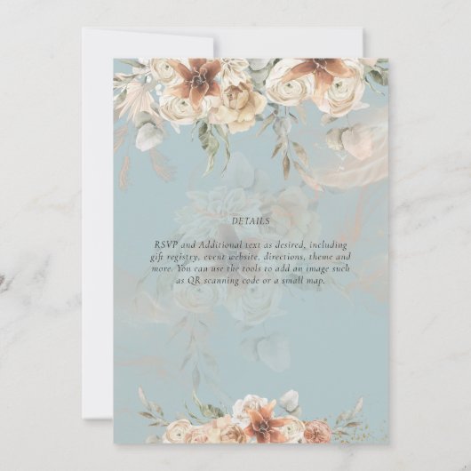 Invitation Terracotta Pampas Grass BOHO Mariage (Dos)