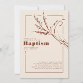 Invitation Terracotta Pampas Grass Moderne minimaliste Baptêm (Devant)